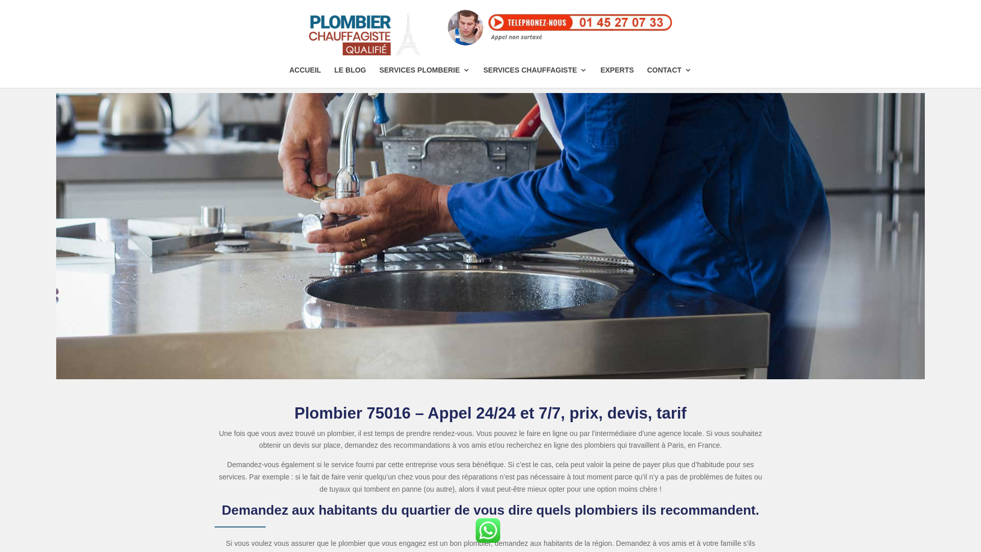 Capture d'écran de Plombier Paris, prix, devis, tarif