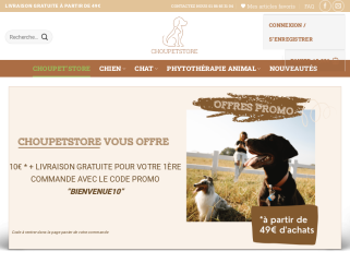 Choupetstore Animalerie en ligne spécialisée dans l'alimentation et les compléments alimentaires pour chien et chat