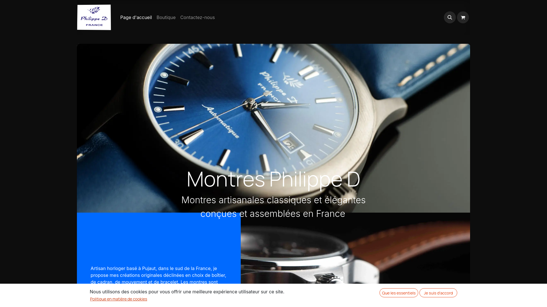 Capture d'écran de Montres artisanales made in France