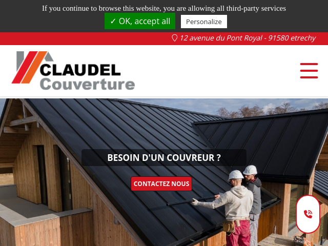 Capture d'écran de Couvreur expert en toiture, zinguerie et rénovation Etrechy Essonne 91