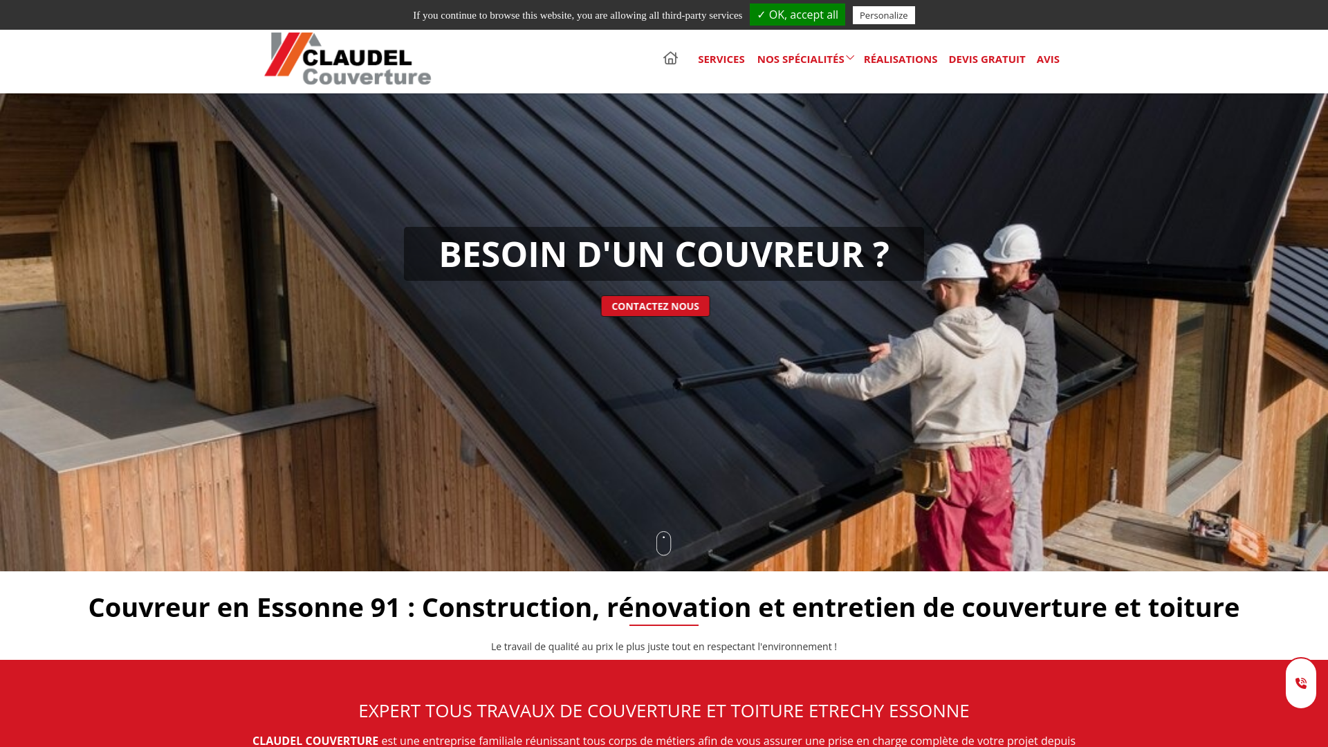 Couvreur expert en toiture, zinguerie et rénovation Etrechy Essonne 91