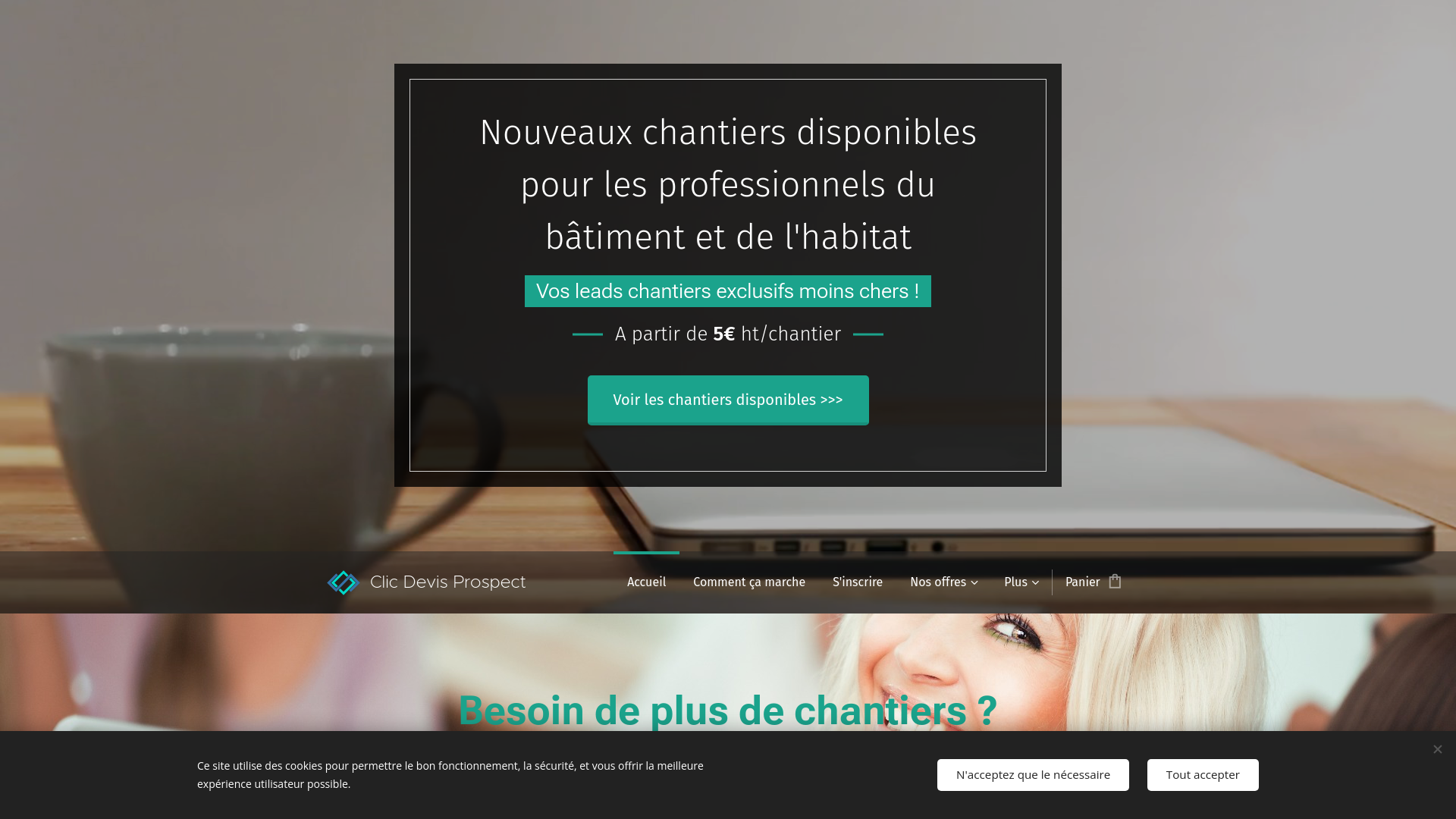 Capture d'écran de Trouver des chantiers, prospects qualifiés, leads chantiers , devis travaux vérifiés pour artisans, professionnels de la construction, rénovation, aménagement du bâtiment et de l'habitat.