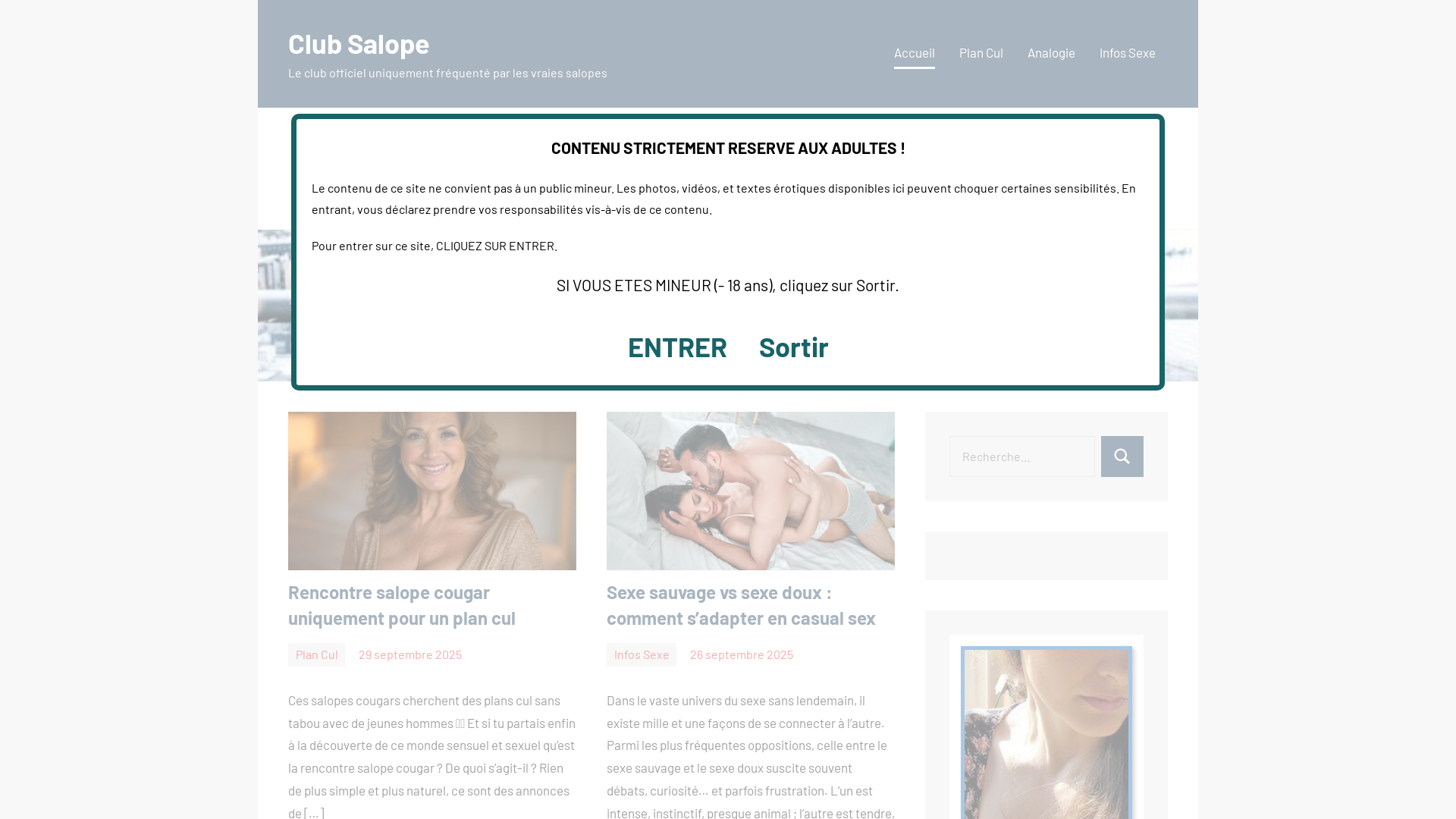 Capture d'écran de Club Salope, réservé aux plus salopes qui veulent baiser. Rencontre sexe avec des filles qui aiment baiser