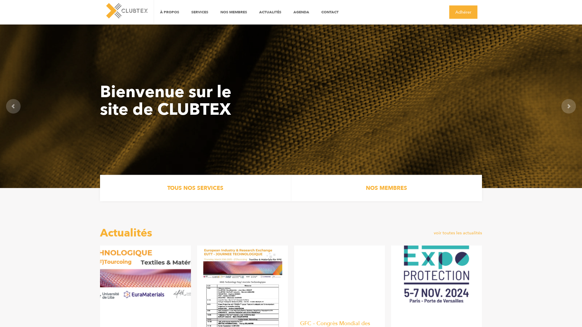 Capture d'écran de Association pour la promotion des entreprises du textile technique : CLUBTEX