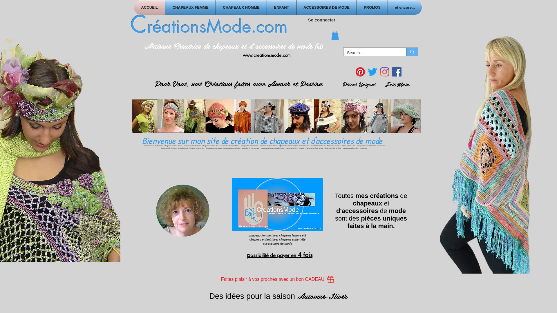 Capture d'écran de Artisan créateur de chapeaux et d'accessoires de mode. Pièce unique - Fait main.