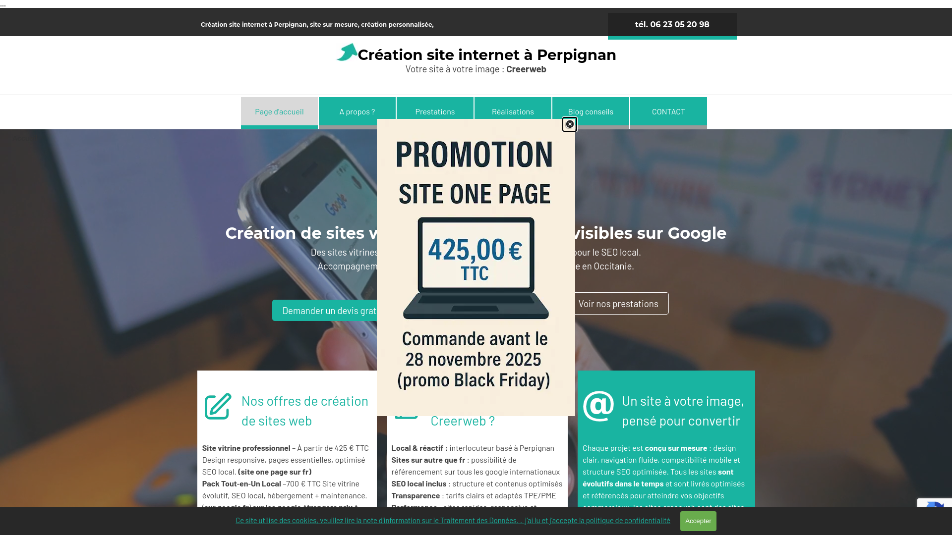 Capture d'écran de Site a votre image : Création site internet à Perpignan-Creerweb.fr
Création de site internet à Perpignan – Vitrine & SEO | Creerweb
