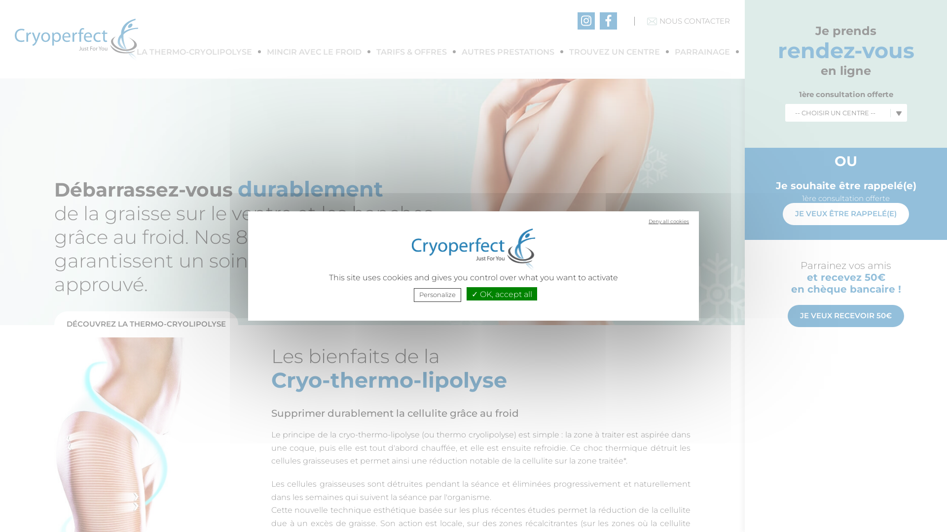 Capture d'écran de Centres d'amincissement sur Nantes, Rezé, Saint Nazaire, Saint Herblain et Guérande spécialisés dans les nouvelles technologies esthétiques pour éliminer les amas graisseux et la cellulite.