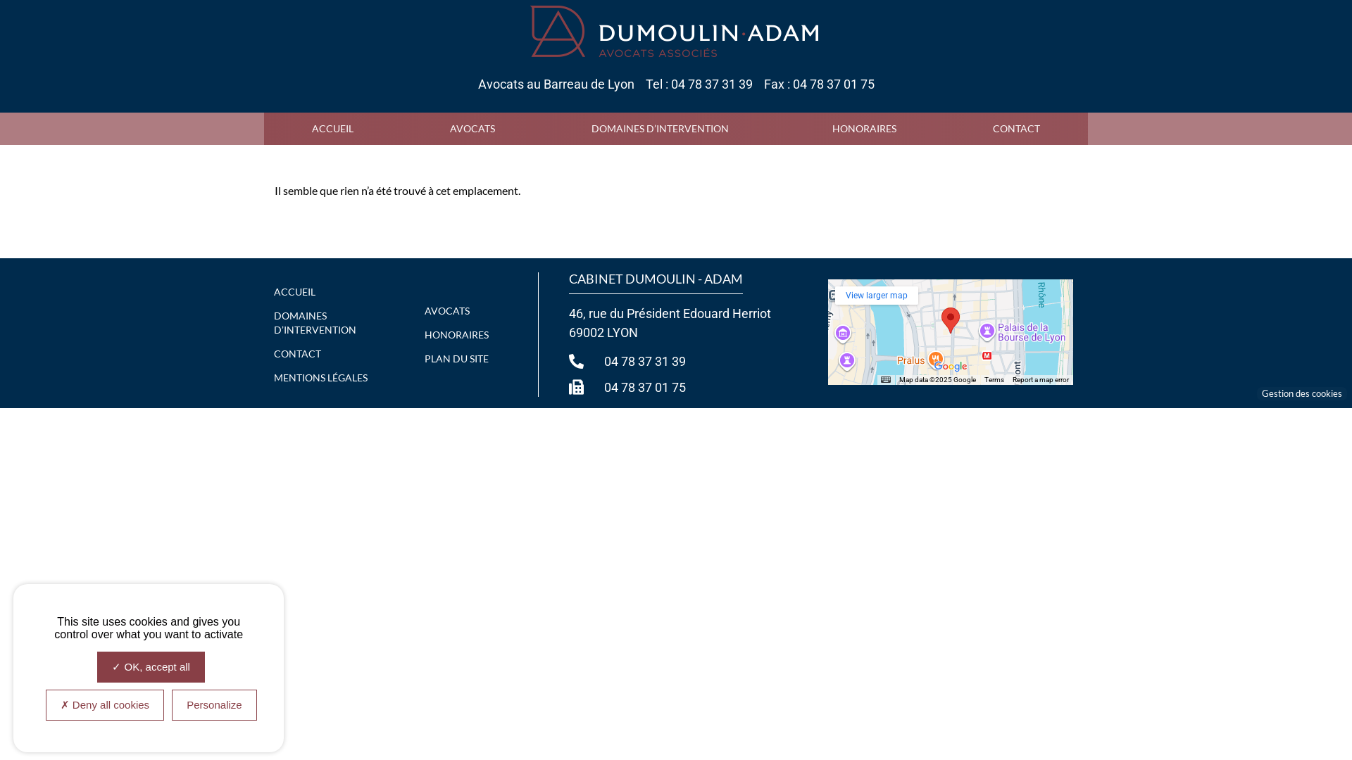 Capture d'écran de Le cabinet d'avocats DUMOULIN - ADAM à Lyon dispose d'une grande experience  en procédure d'appel. Le cabinet assure la postulation et vous représente devant la Cour d'appel, le Tribuna