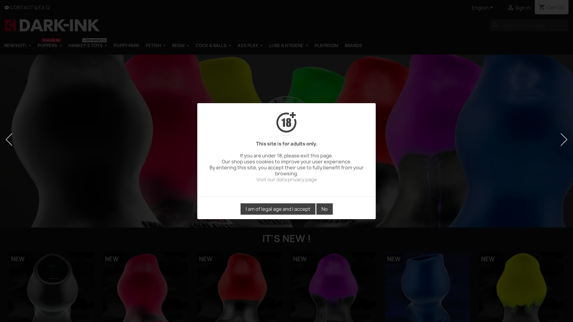 Capture d'écran de Dark-Ink Sexshop, boutique gay en ligne