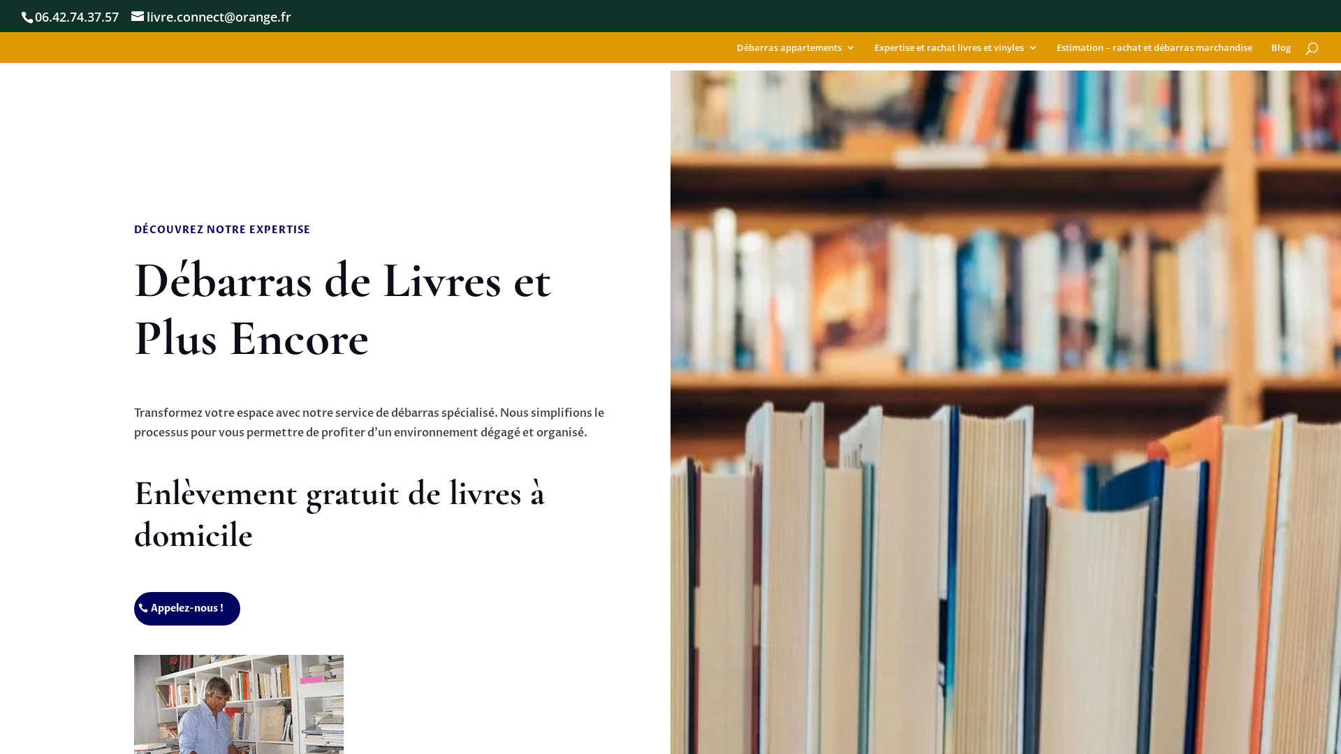 Capture d'écran de Entreprise de débarras appartemement et maisons et de rachat de livres
Débarras gratuit si récupération'.
Nous assurons une seconde vie a vos livres , objets, et meubles