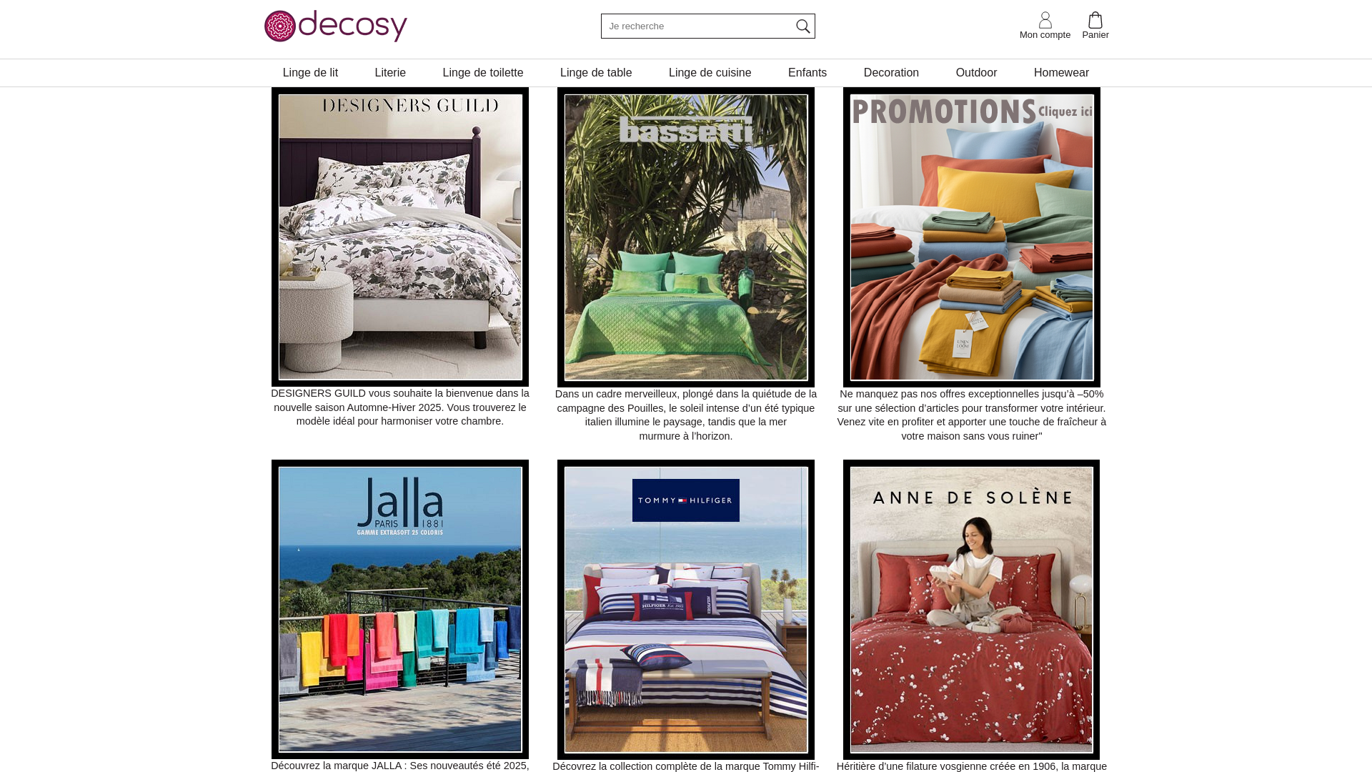 Capture d'écran de Decosy.fr – Linge de maison et décoration on line.