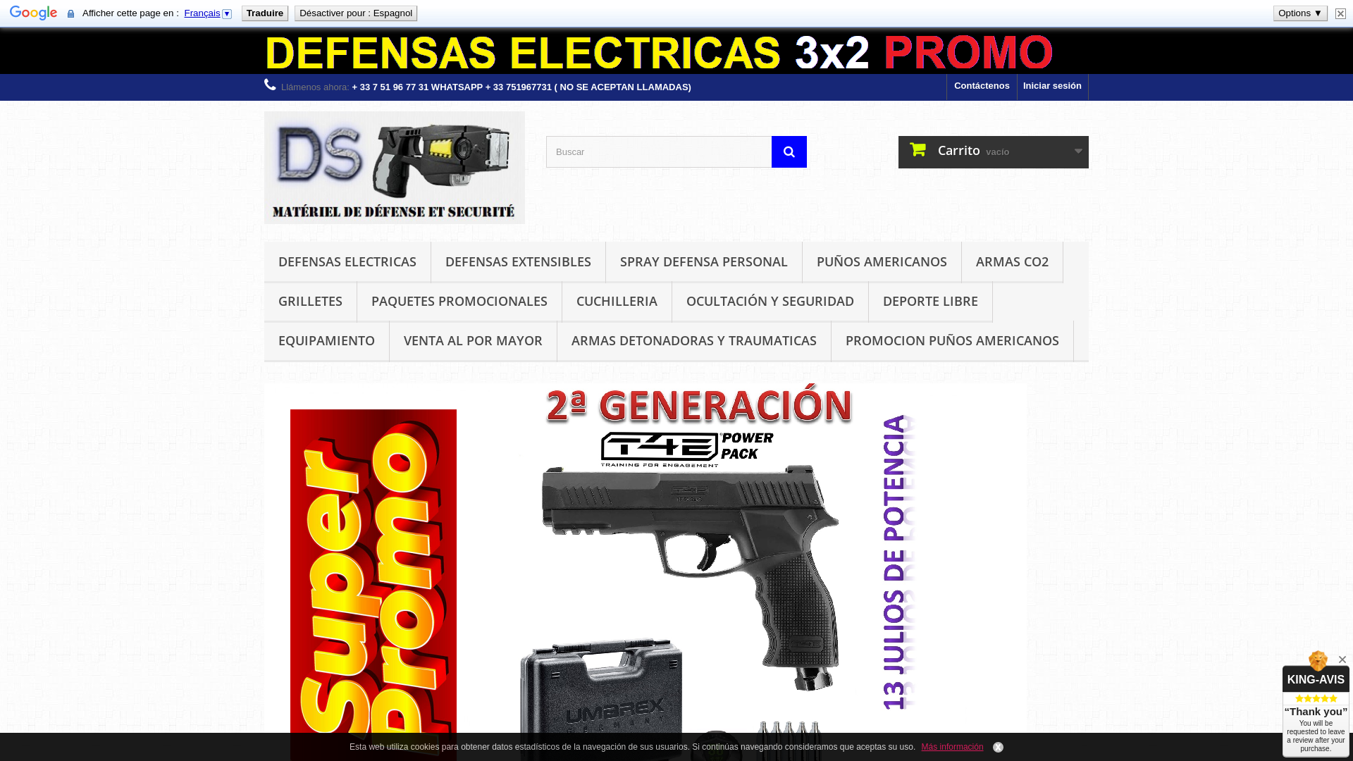 Capture d'écran de Defensas extensibles , defensas electricas , puños americanos . DEFENSE-SECURITY