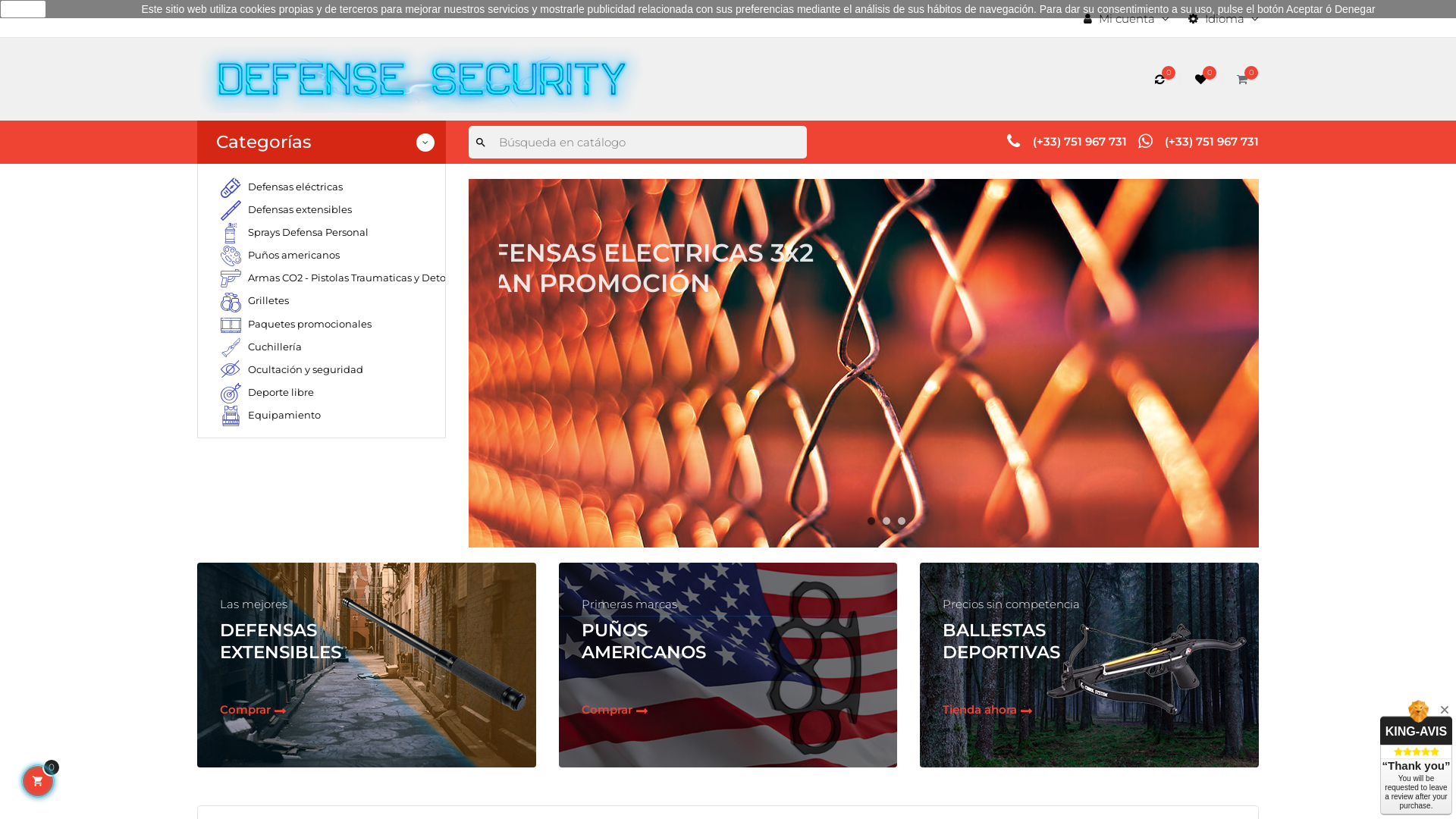 Capture d'écran de Defensas extensibles , defensas electricas , puños americanos , bastones extensibles , grilletes