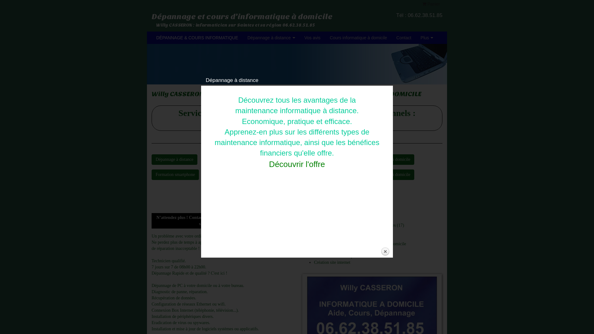 Capture d'écran de Http://www.depannage-cours-informatique-a-domicile.com est une société spécialisée dans le dépannage & cours informatique à domicile.