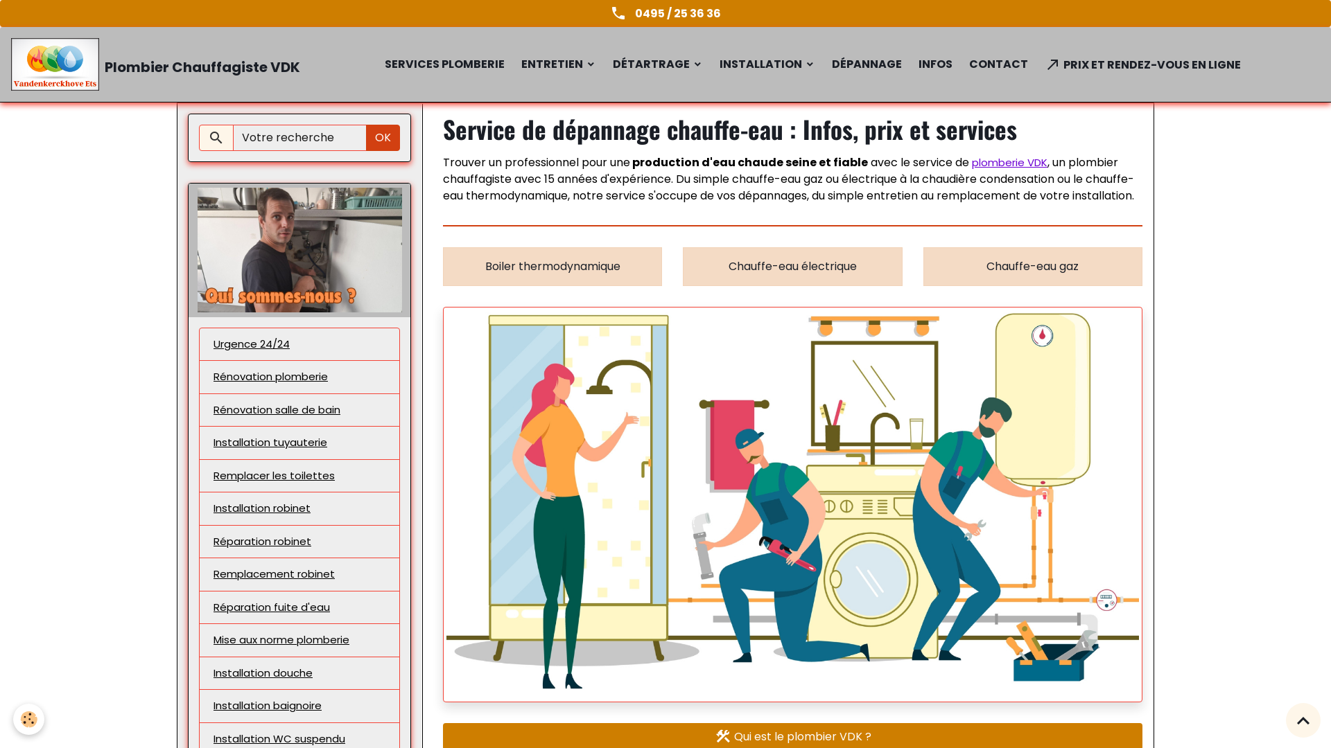 Capture d'écran de Dépannage boiler électrique ou au gaz, réparation et remplacement urgent ou RDV dépannage boiler et chauffe-eau