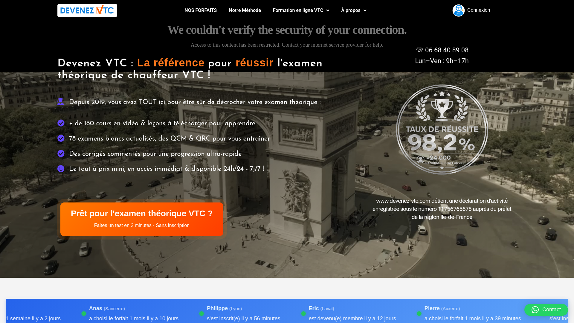 Futurs chauffeurs VTC ? Préparez l’examen théorique à la maison et devenez VTC. Devenez VTC est un site de tests en ligne pour préparer et réussir votre examen théorique. Candidats libre VTC.