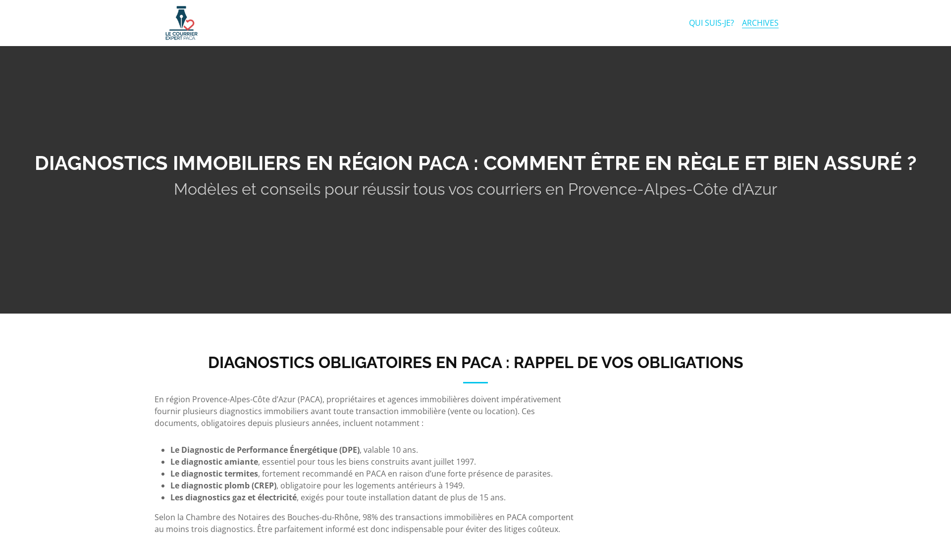 Capture d'écran de Diagnostic immobilier paca