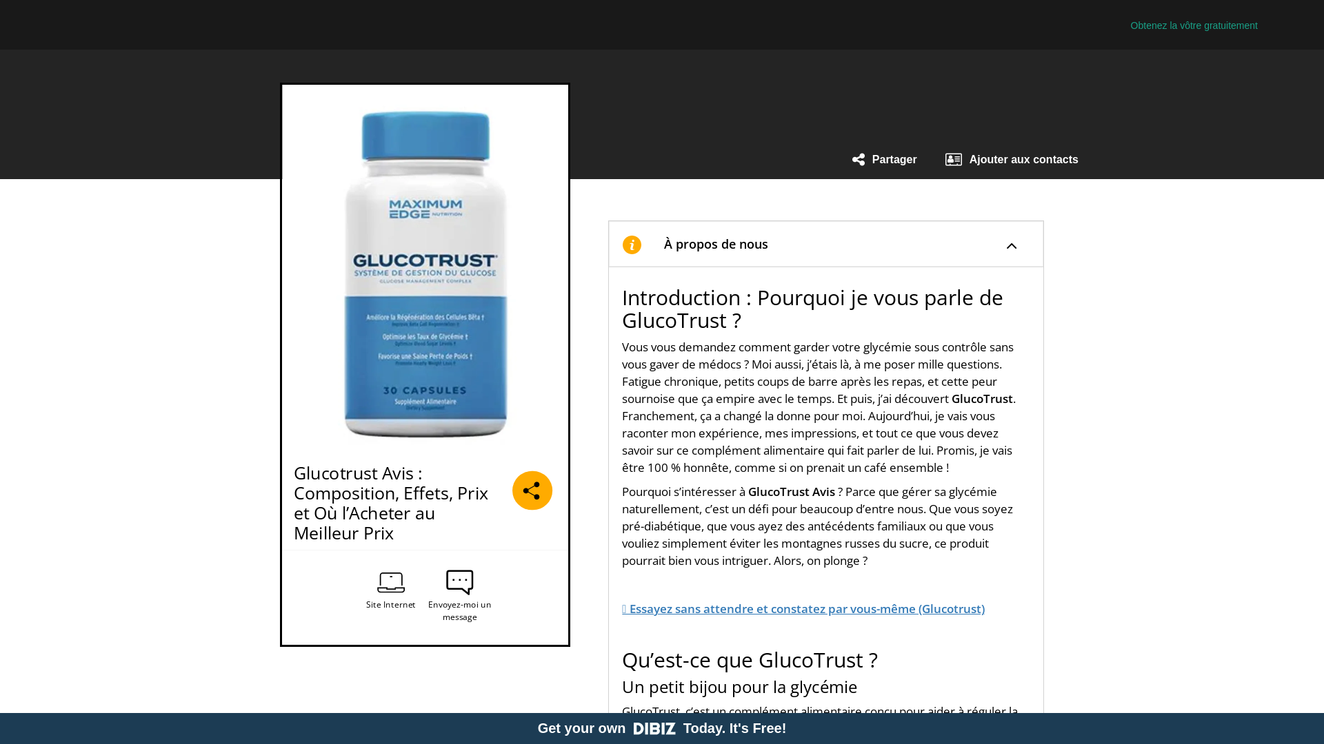 Capture d'écran de Glucotrust Avis France