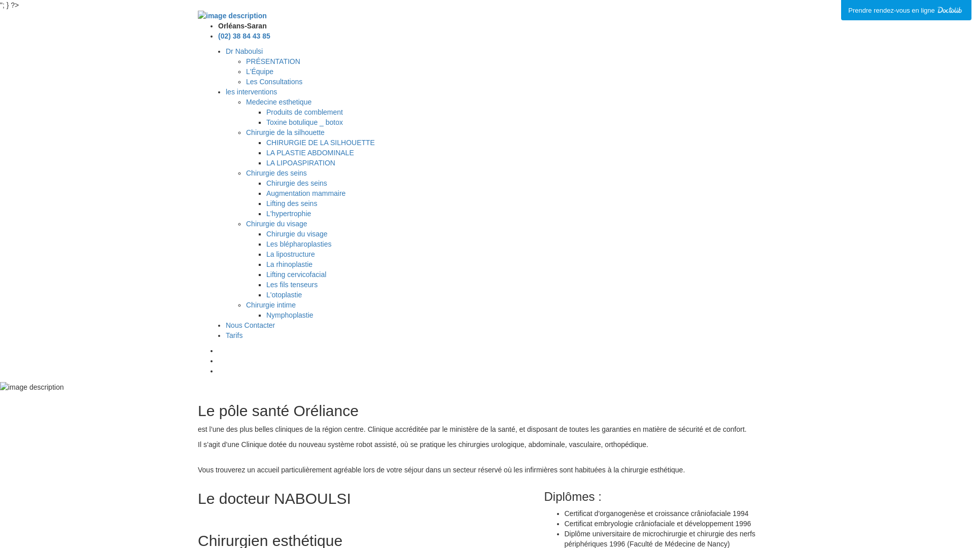 Capture d'écran de Chirurgie esthétique, médecine esthétique
  Orléans- dr NABOULSI
