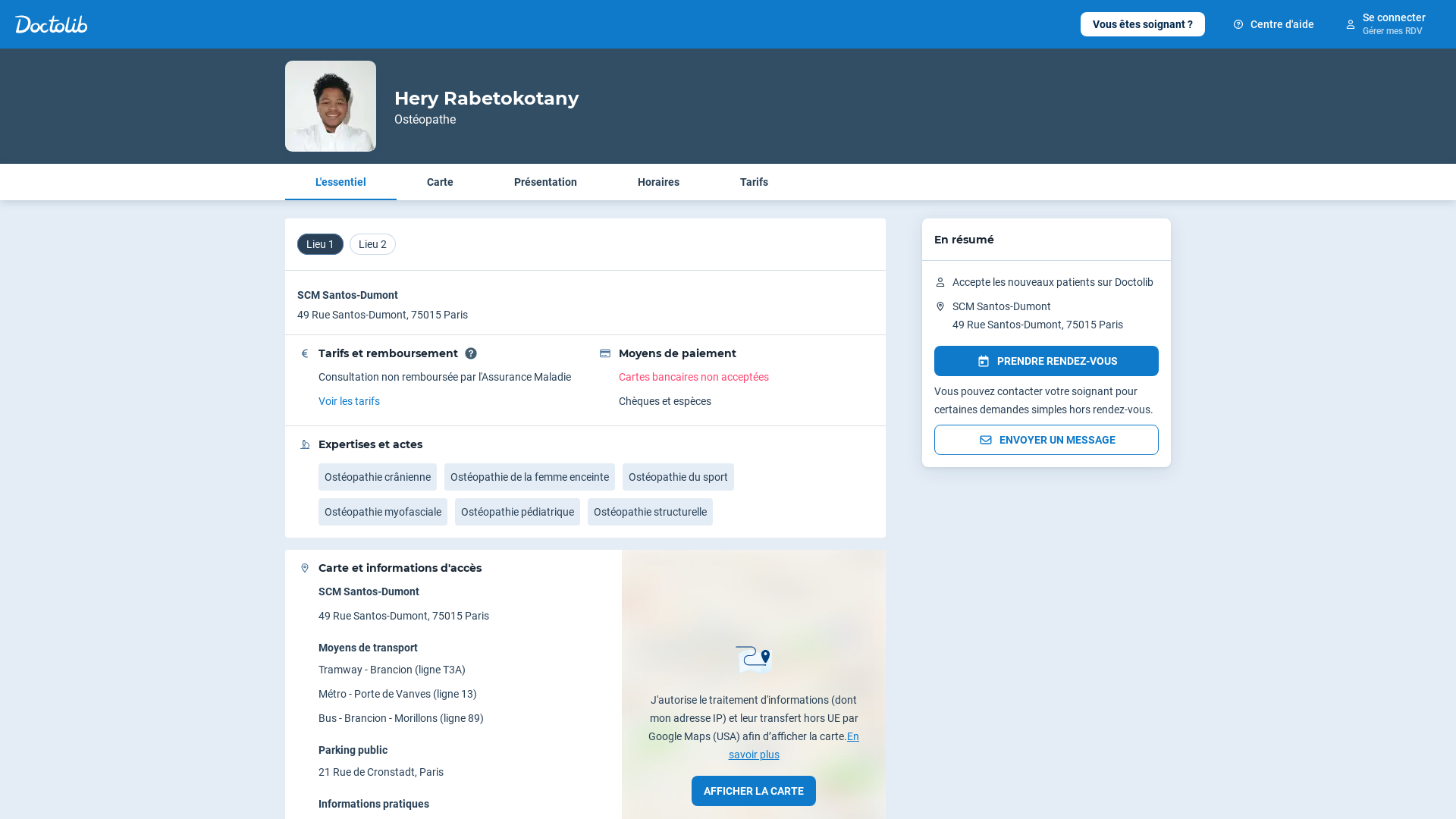 Capture d'écran de Ostéopathe Argenteuil 