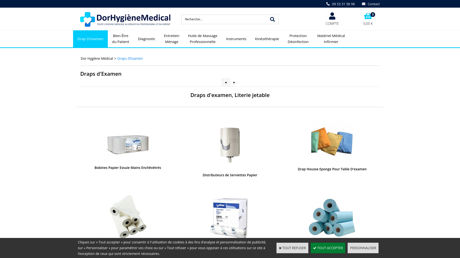 Drap d'examen lisse blanc