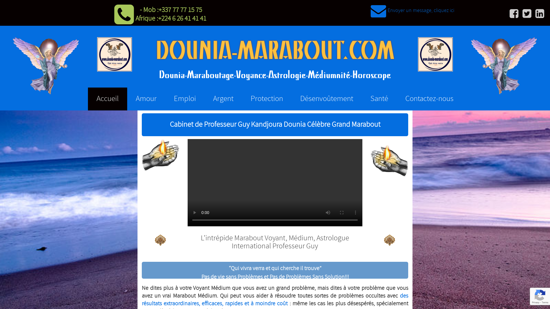 Capture d'écran de Cabinet de Dounia Marabout International.