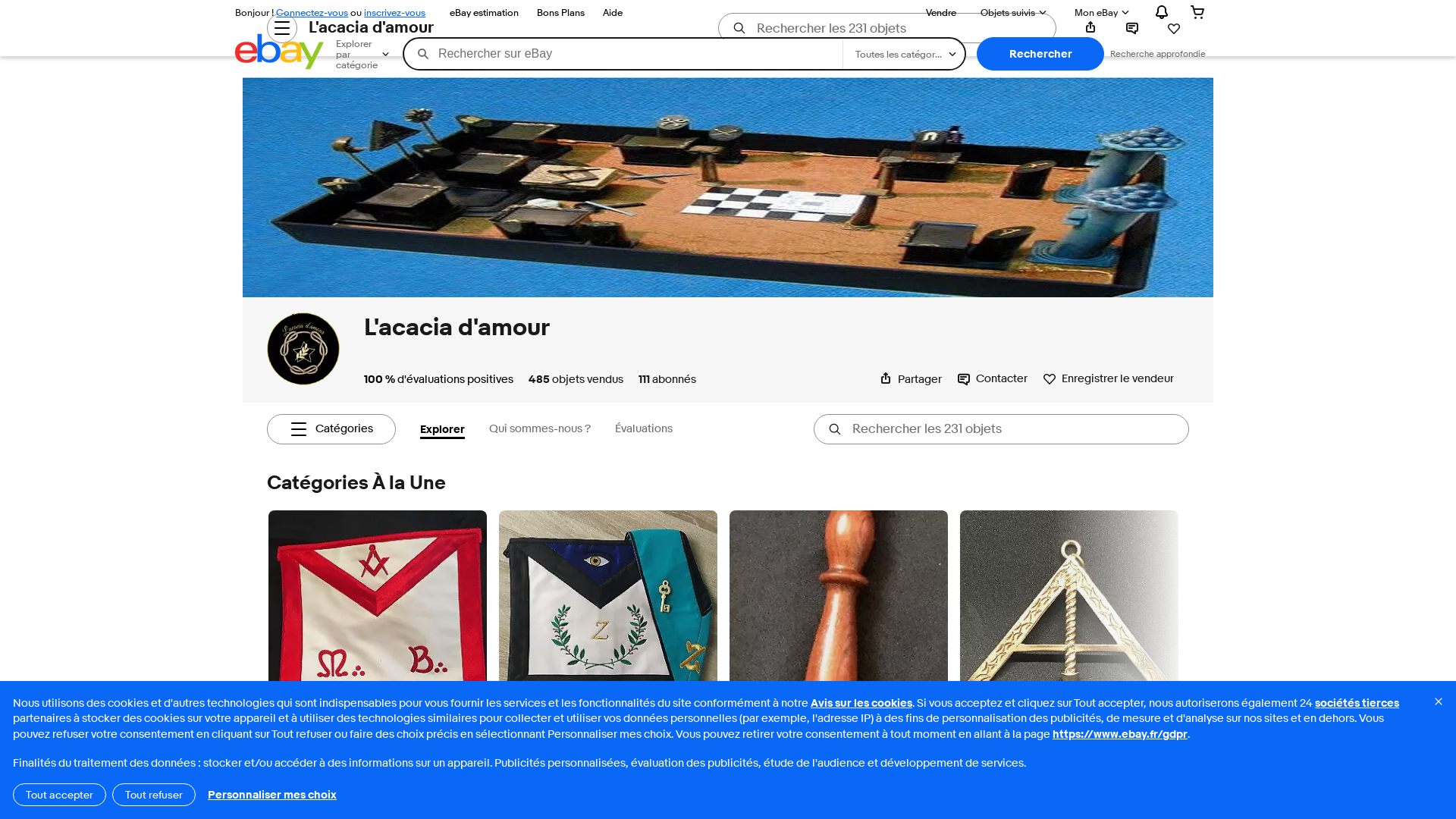 Capture d'écran de Vente de produits maçonniques en direct d'usine. Possibilité de créer sur demande.
