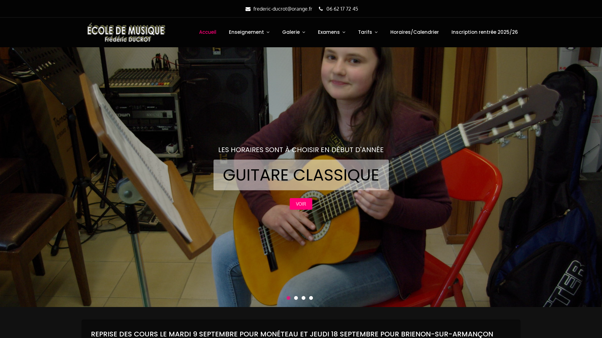 Capture d'écran de Ecole de musique Frédéric DUCROT Moneteau Tel 03 86 40 72 45