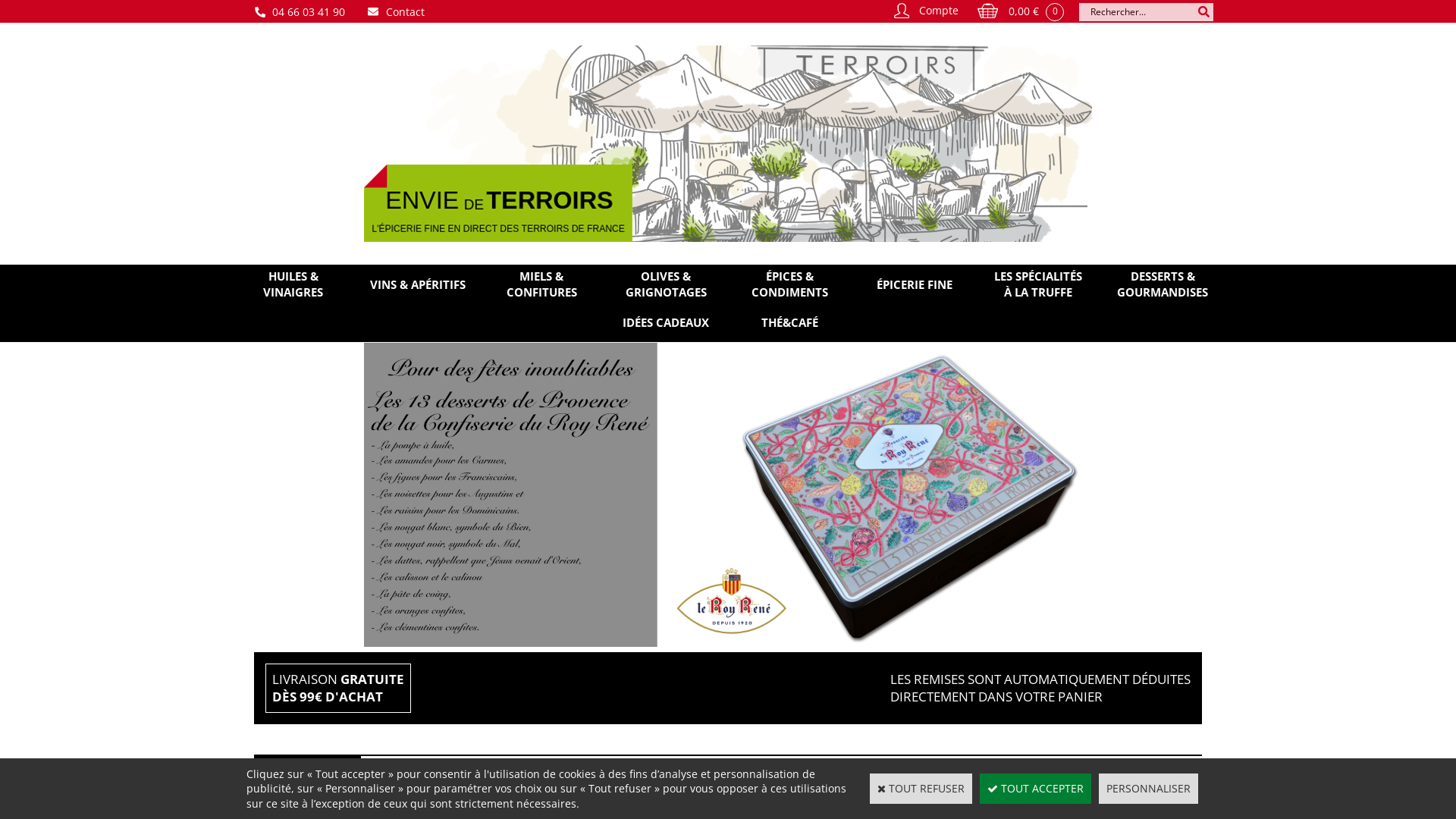 Capture d'écran de Épicerie fine, vente produits du terroir, produits bio, spécialités régionales, paniers cadeaux