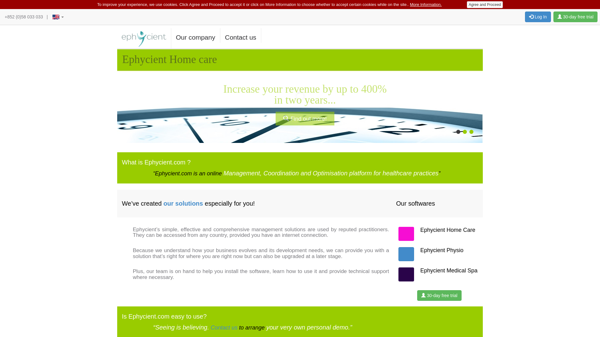 Capture d'écran de Ephycient.com – Healthcare Practice Management, Coordination and Optimisation