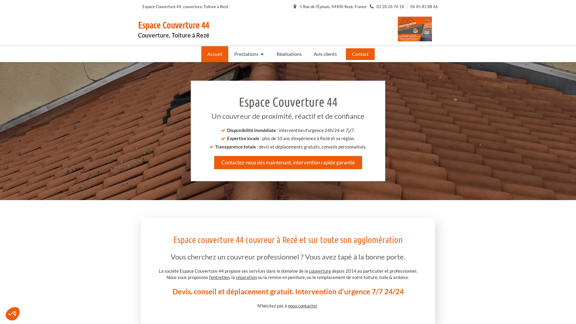 Capture d'écran de Espace couverture 44 professionnels de la couverture 