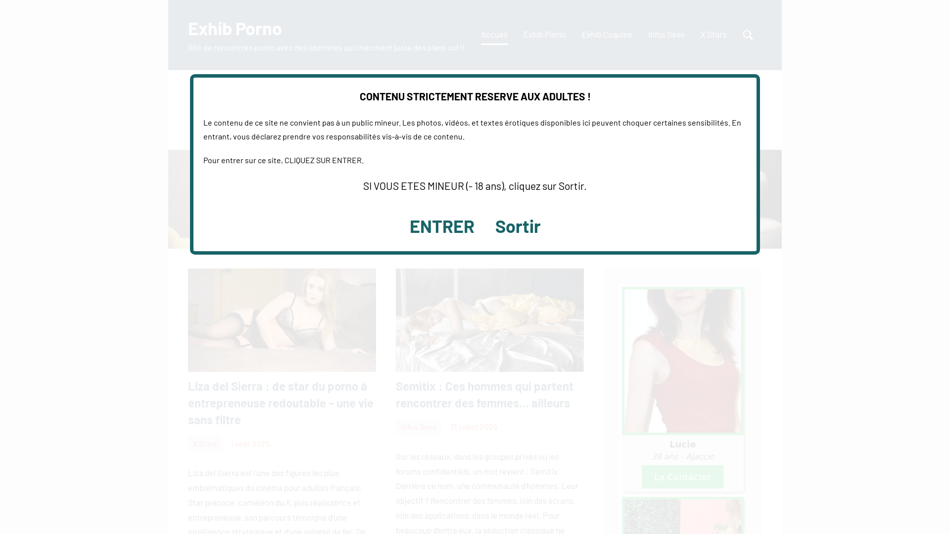 Capture d'écran de Exhib porno et rencontre porn. Pour baiser avec des actice x et des star du porno