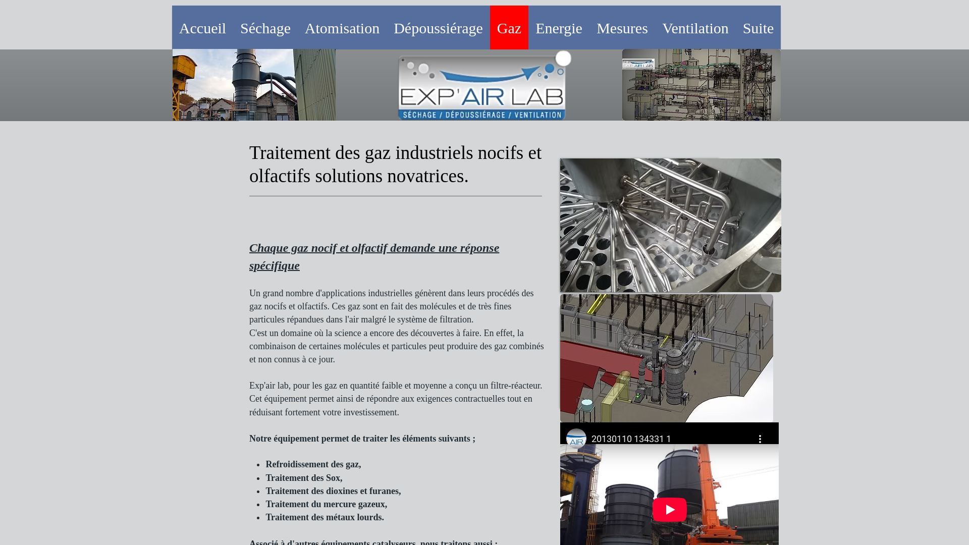 Capture d'écran de Exp'air Lab 35 ans d'expérience en traitement de vos gaz industriels.