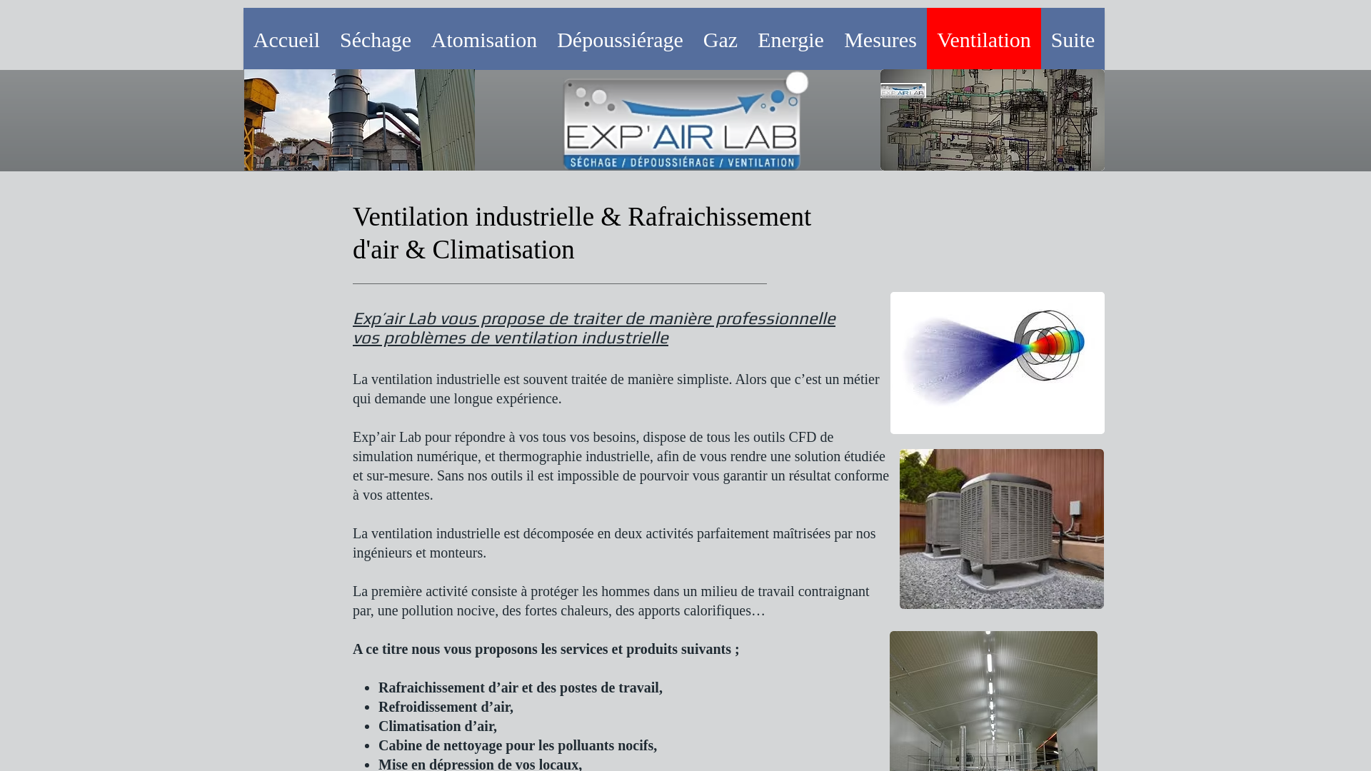 Capture d'écran de Exp'air Lab Ventilation Industrielle, spécialiste depuis 35 ans.
