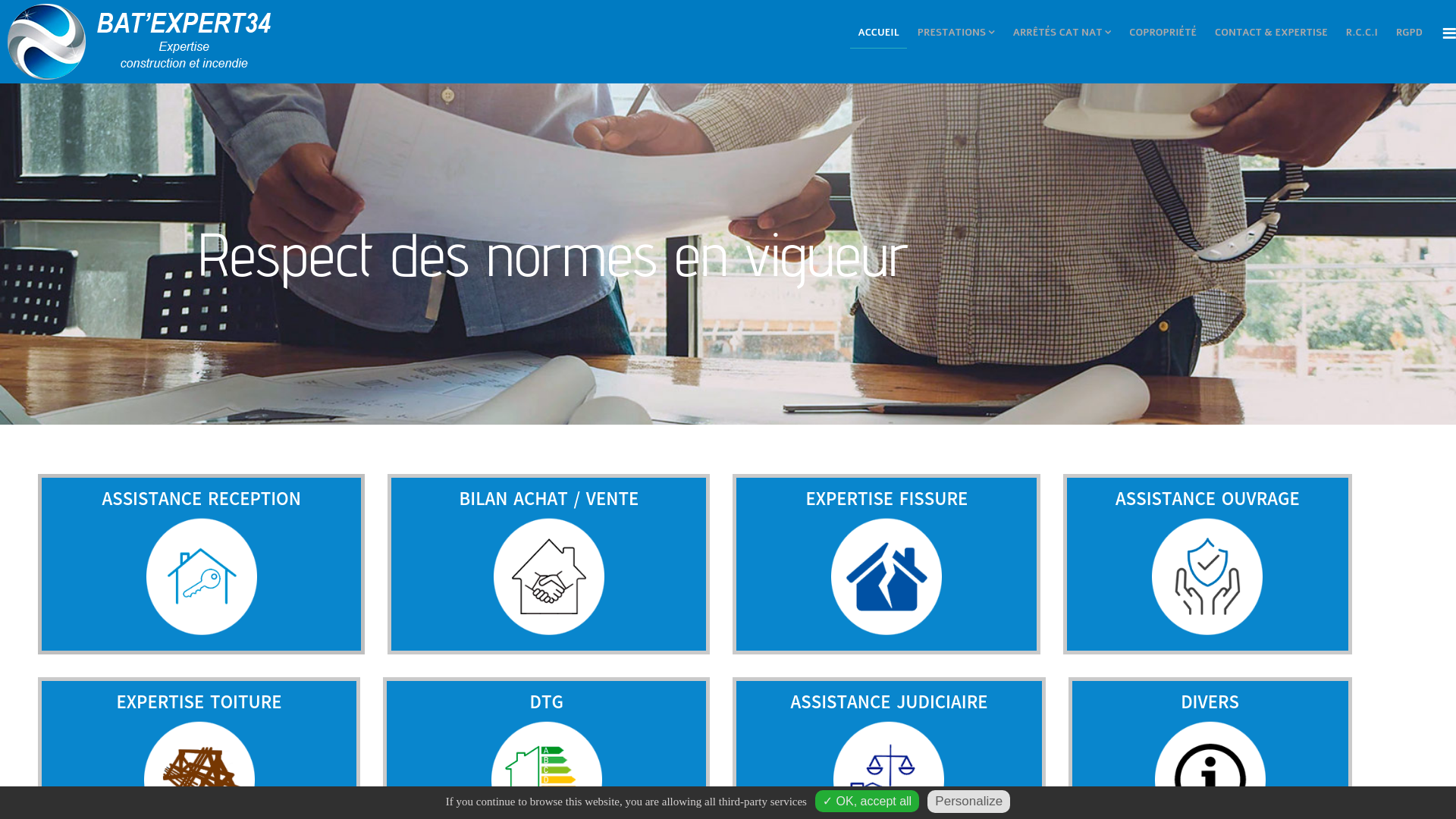 Capture d'écran de Expertise des experts d'assurés en bâtiment Hérault en construction, fissures, toiture, humidité, 