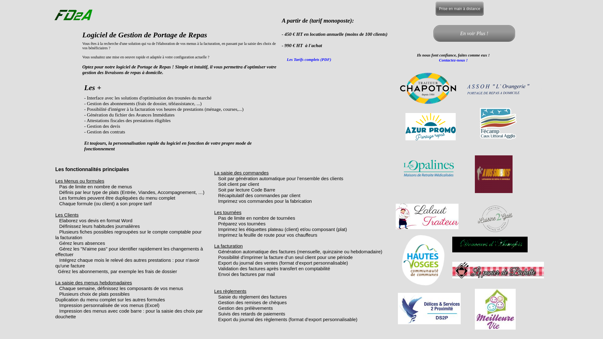 Capture d'écran de Bienvenue sue le site de FD2A Informatique (Vosges-Lorraine) assistance informatique, formation et developpement access et bureautique