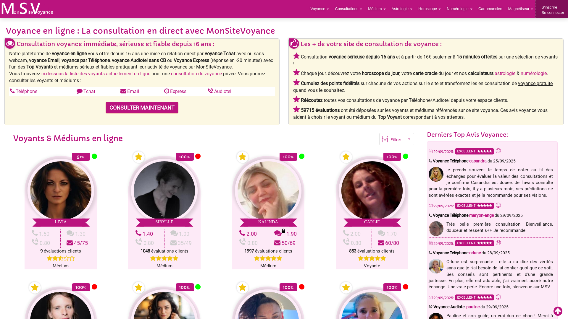 Capture d'écran de Flash Voyance le N°1 voyance consulté par les célébrités
