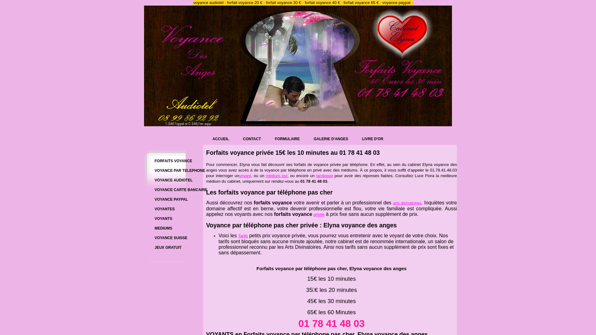 Capture d'écran de Forfaits voyance par téléphone des voyantes, problèmes de couples