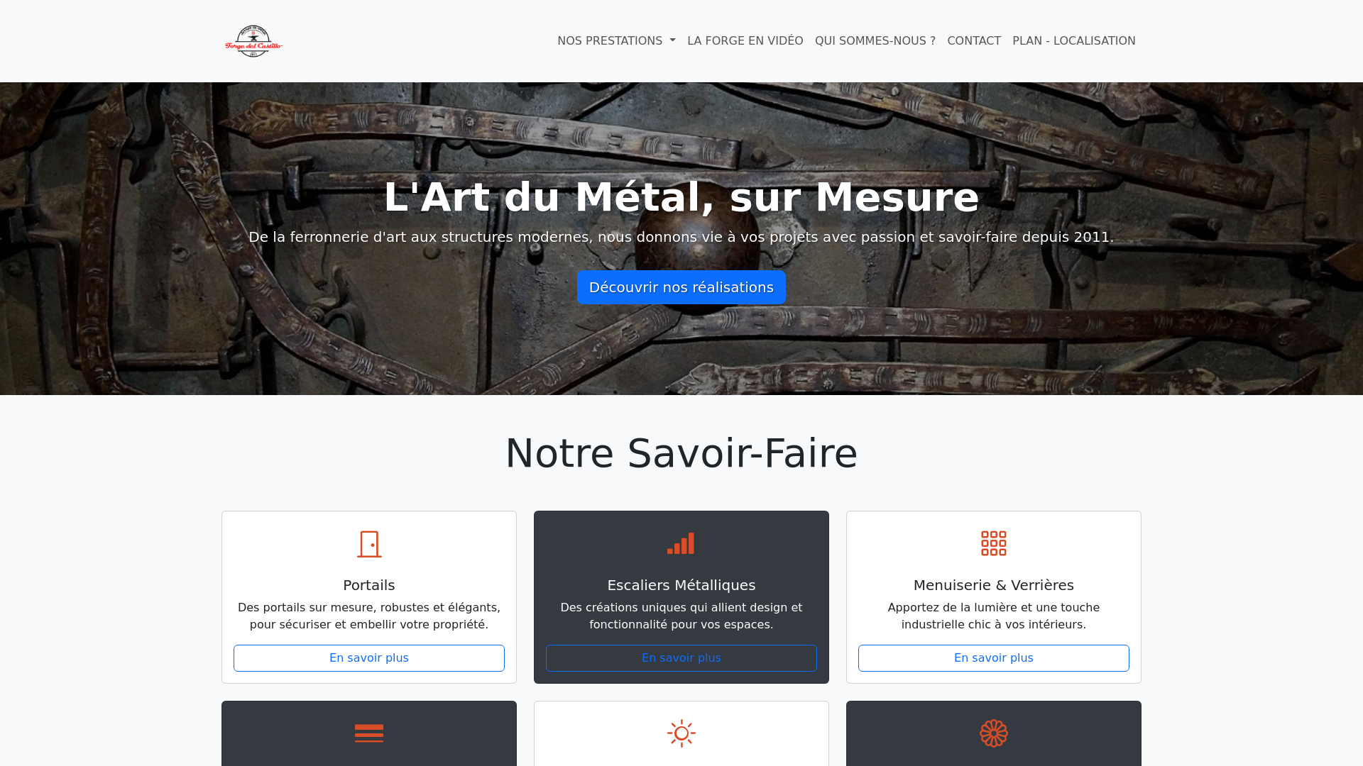 Capture d'écran de Ferronnerie d'art et monture en bronze Carcassonne et dans l'Aude. Limoux, Castelnaudary, Narbonne et Toulouse.