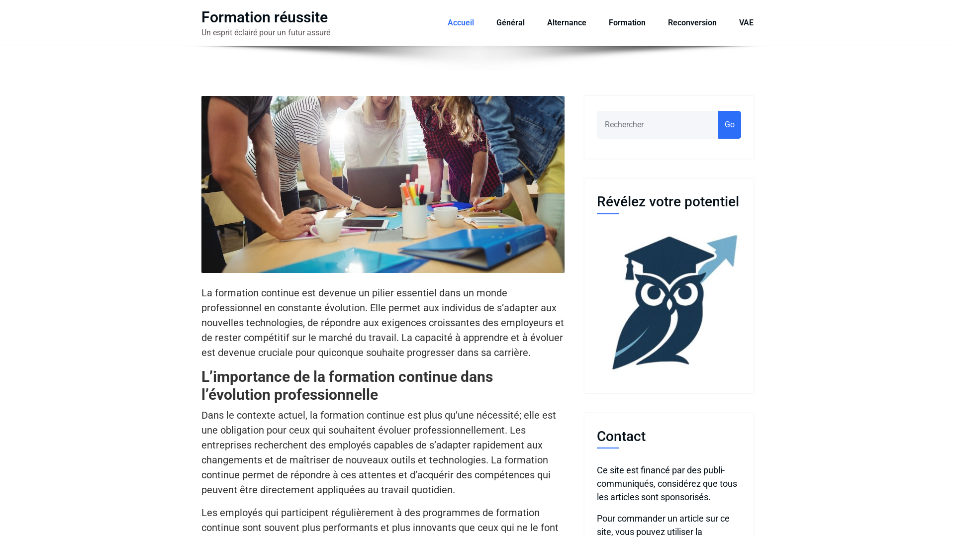 Capture d'écran de Formation réussite, formez vous pour l'avenir
