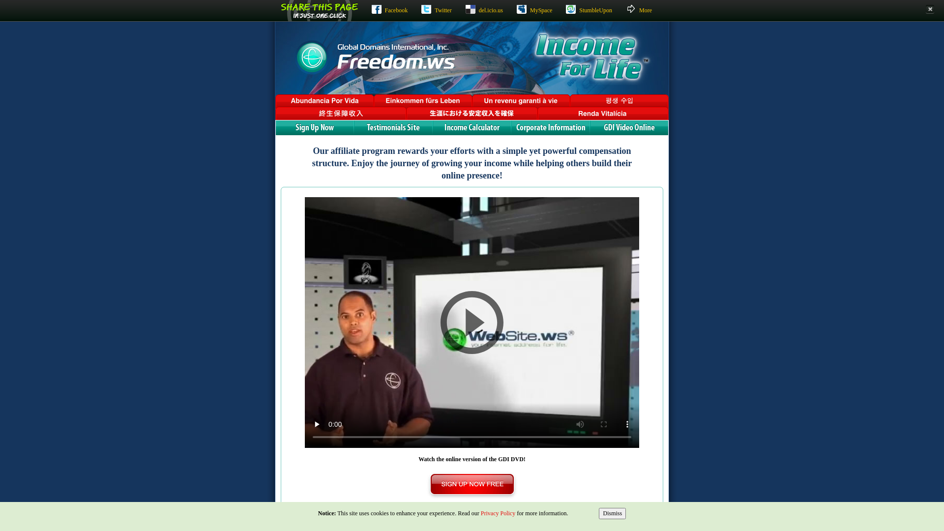 Capture d'écran de Freedom.ws - Income for Life