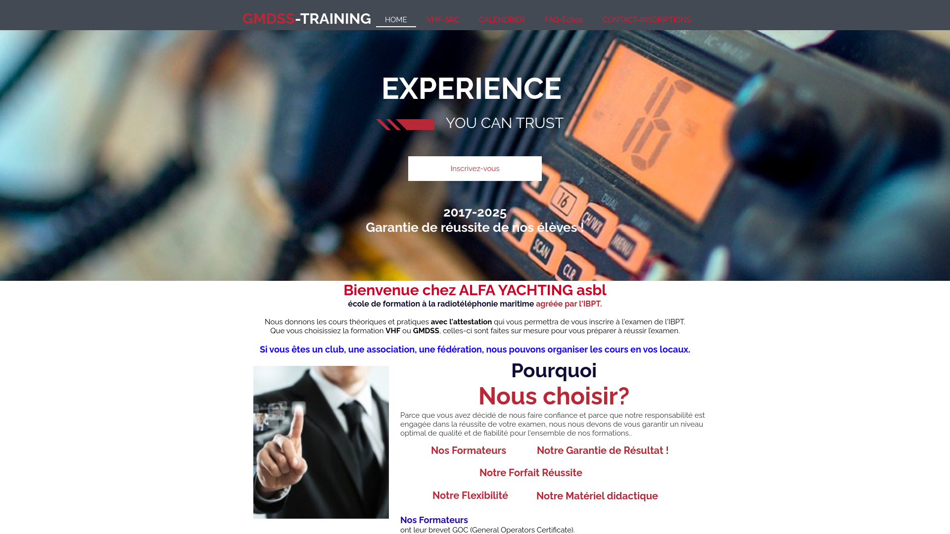 Capture d'écran de Formation VHF GMDSS SRC, préparation à l'examen de l'IBPT. Bruxelles, Brabant Wallon, Namur, Mons.