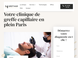 Gref'hairTransplantation Paris est situé dans le 16ème.
Implantation capillaire de cheveux, de barbe, de sourcils et de cils sans douleur, sans cicatrice pour tous types de cheveux 