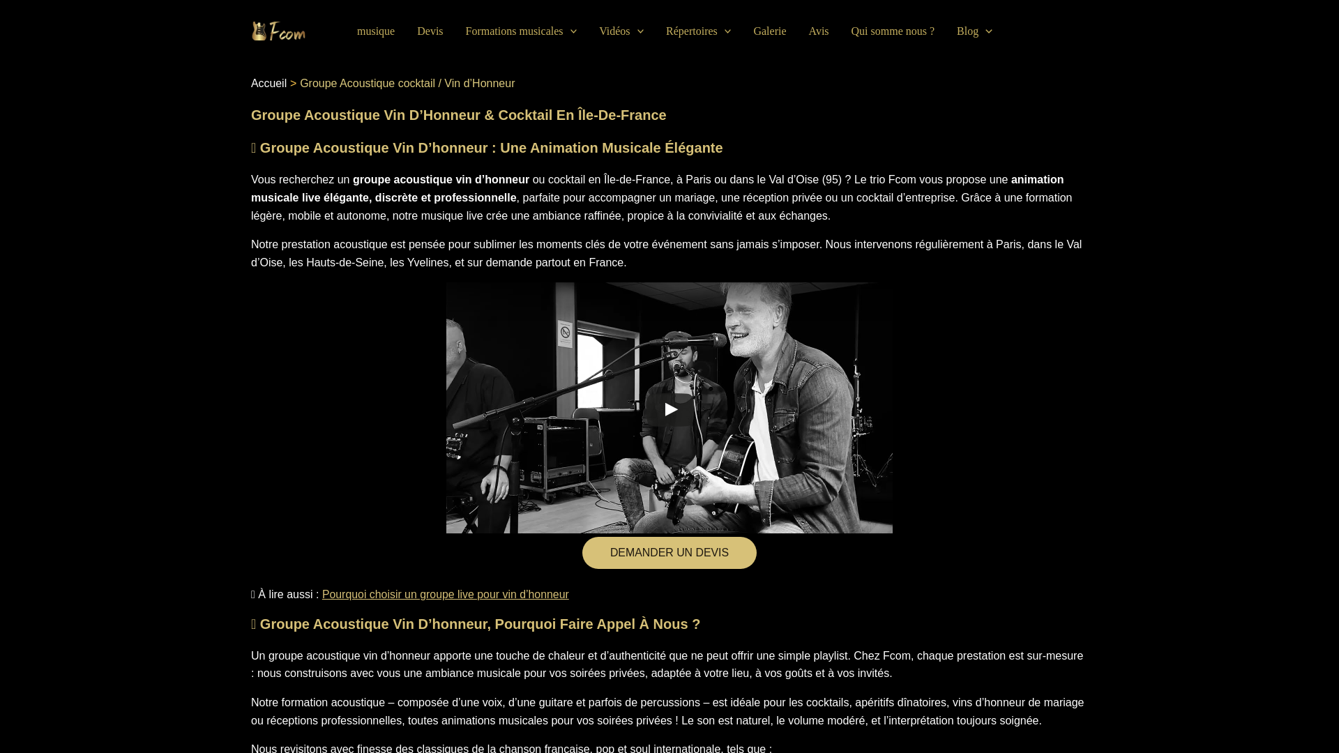 Capture d'écran de Animation musique vin d'honneur pour mariage, cocktail pour entreprise et séminaire, groupe de musique professionnel.