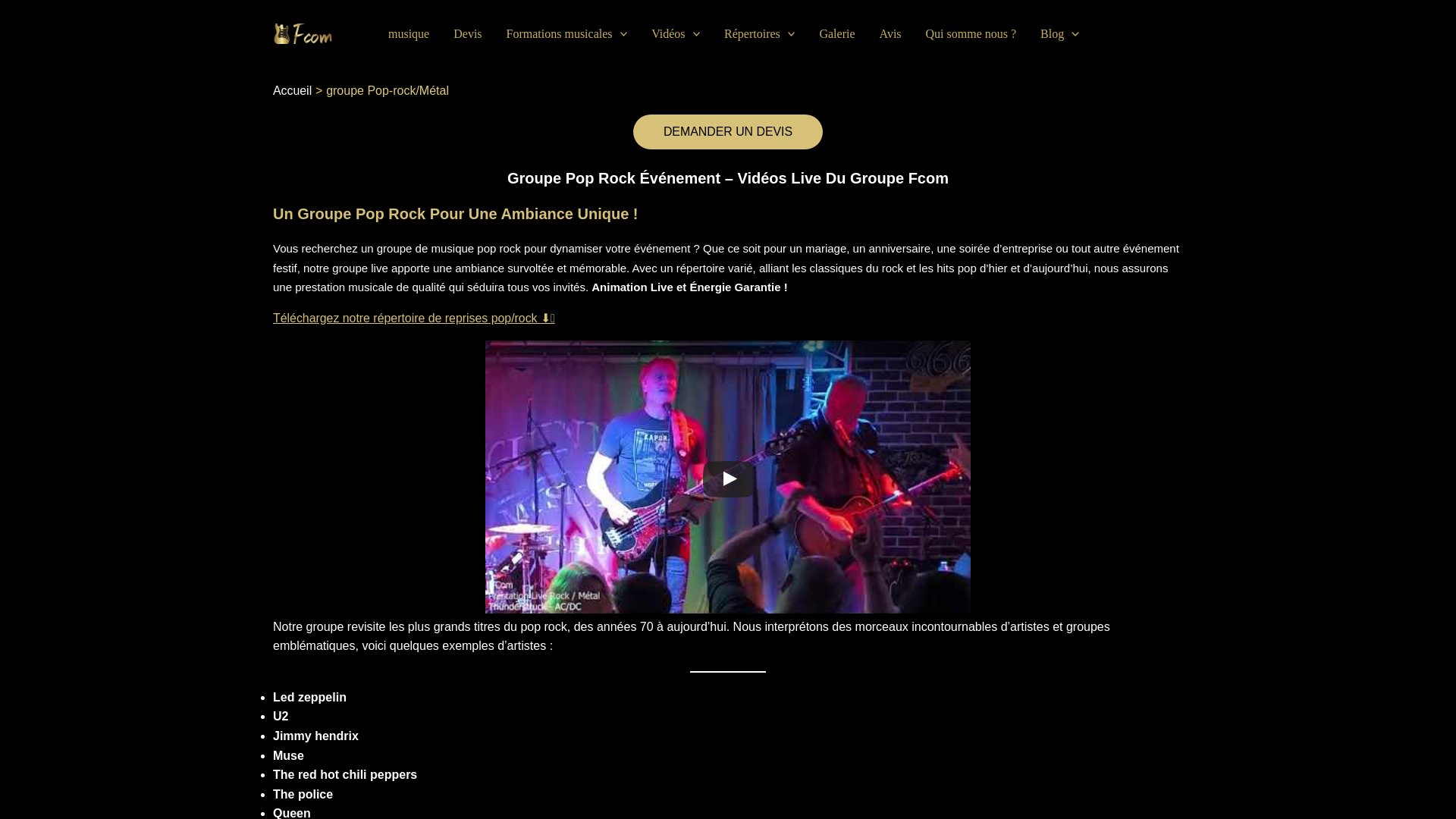 Capture d'écran de Orchestre-groupe de reprises pop-rock pour vos soirées privées