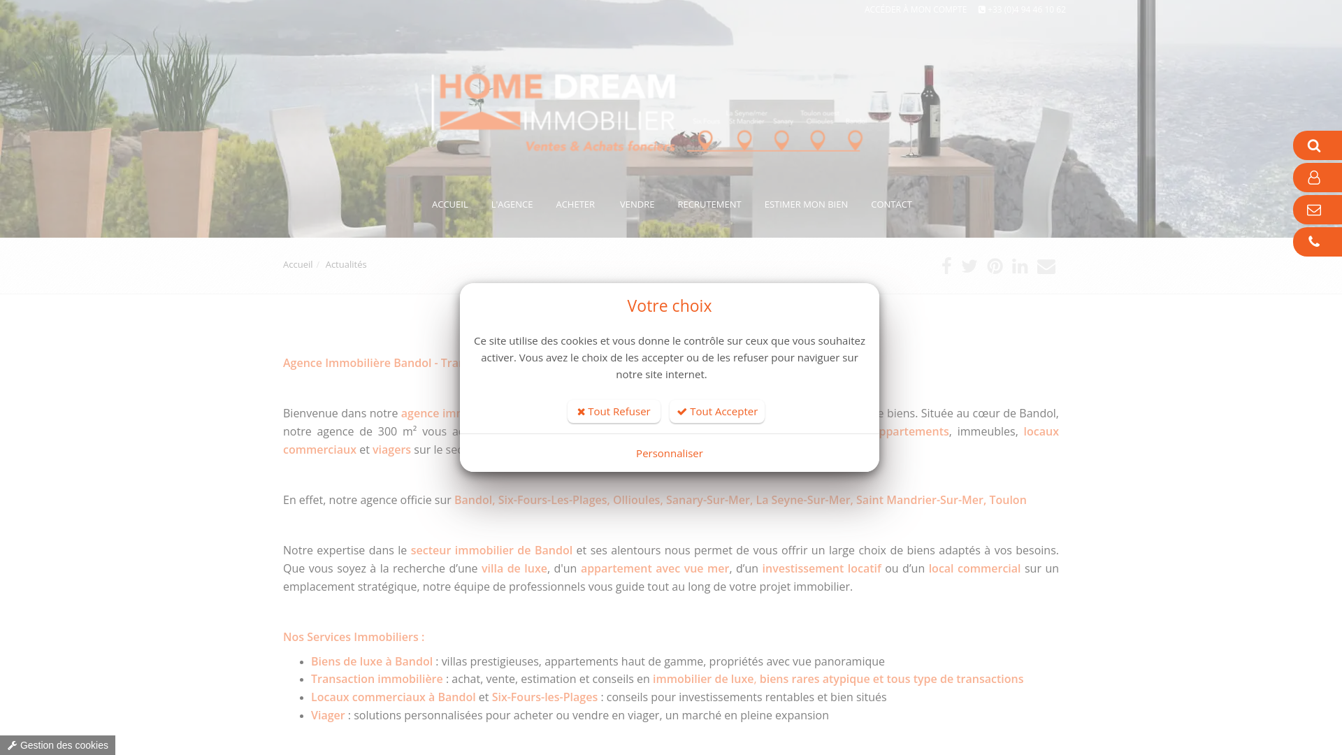 Capture d'écran de Agence immobilière bandol de 300 m² spécialisée en vente de bien immobilier appartement maison villa estimation immobilière expert immobilier transaction sell my house