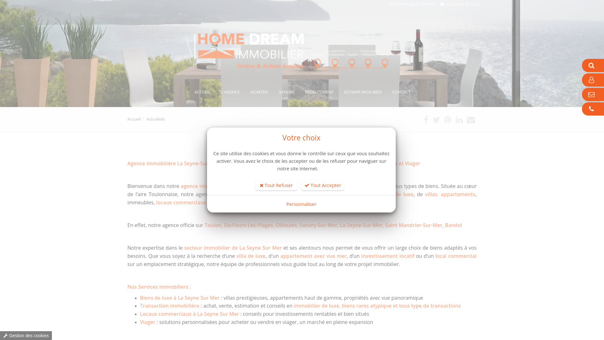 Capture d'écran de Agence immobilière la seyne-sur-mer spécialisée en ventes immobilières de tous types sur la seyne-sur-mer mise en vente vendre appartement la seyne vendre villa vendre viager vendre maison