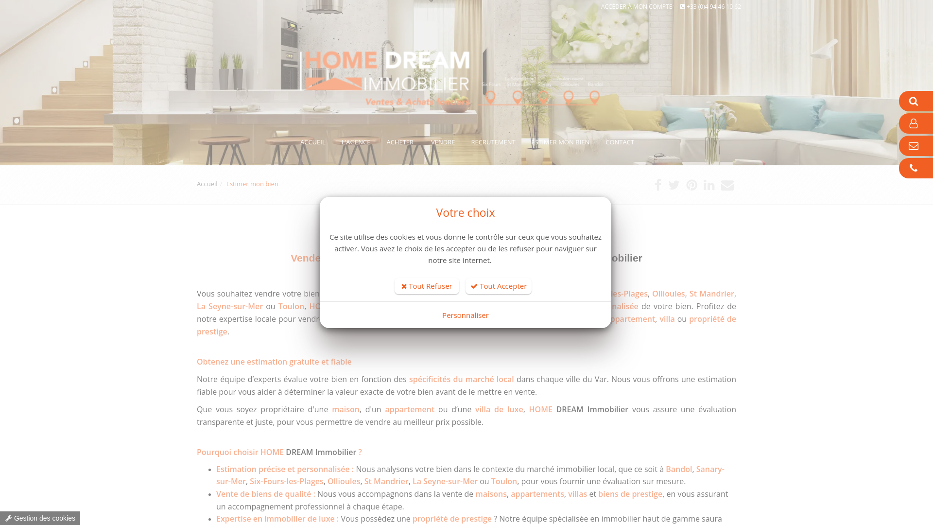 Capture d'écran de Agence immobilière six fours et alentours de 300m² spatialisée en ventes immobilières vendre appartement vendre villa vendre bien de luxe vendre immeuble vendre maison selle real estate