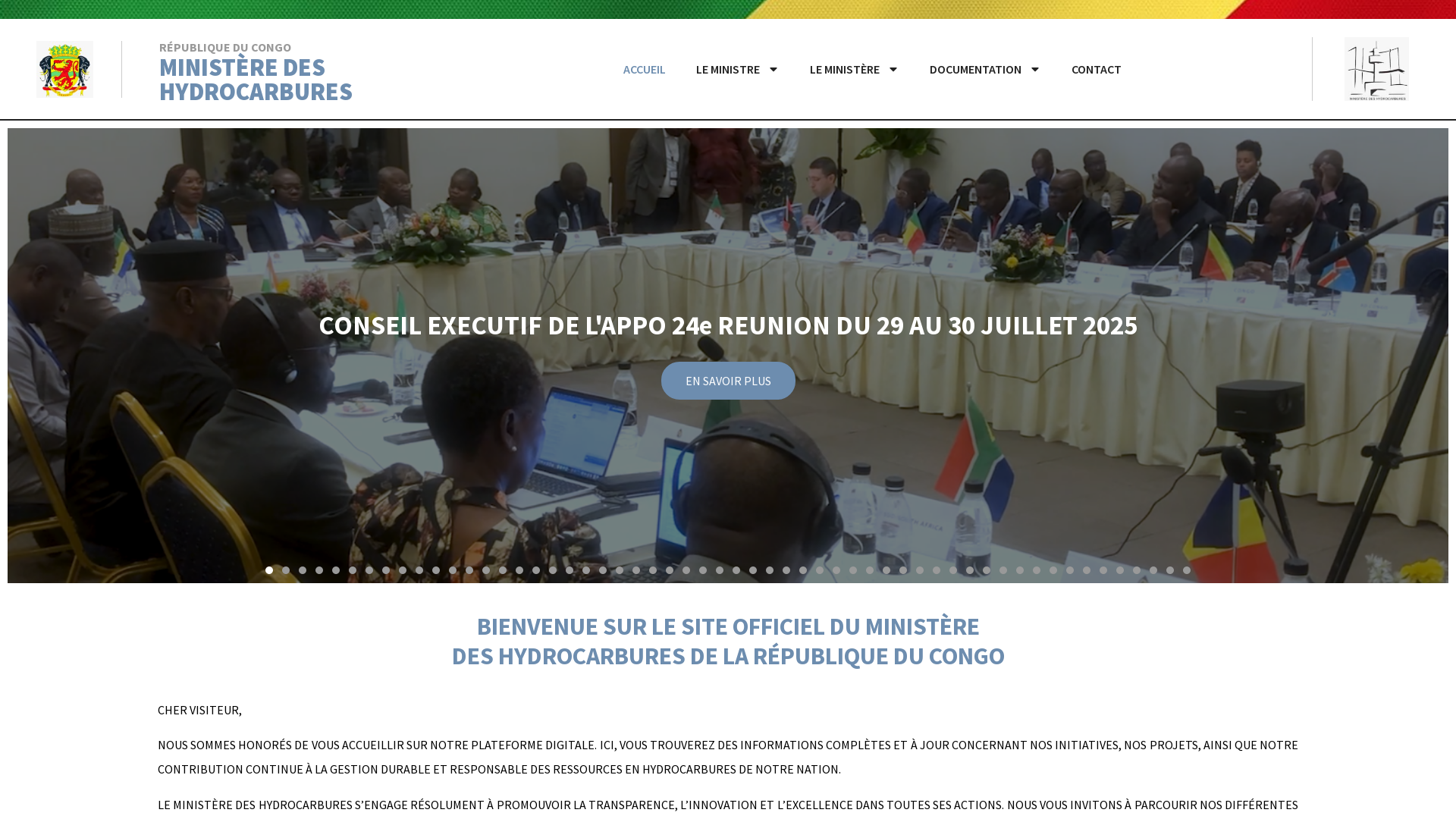 Capture d'écran de MINISTERE DES HYDROCARBURES DE LA REPUBLIQUE DU CONGO A BRAZZAVILLE