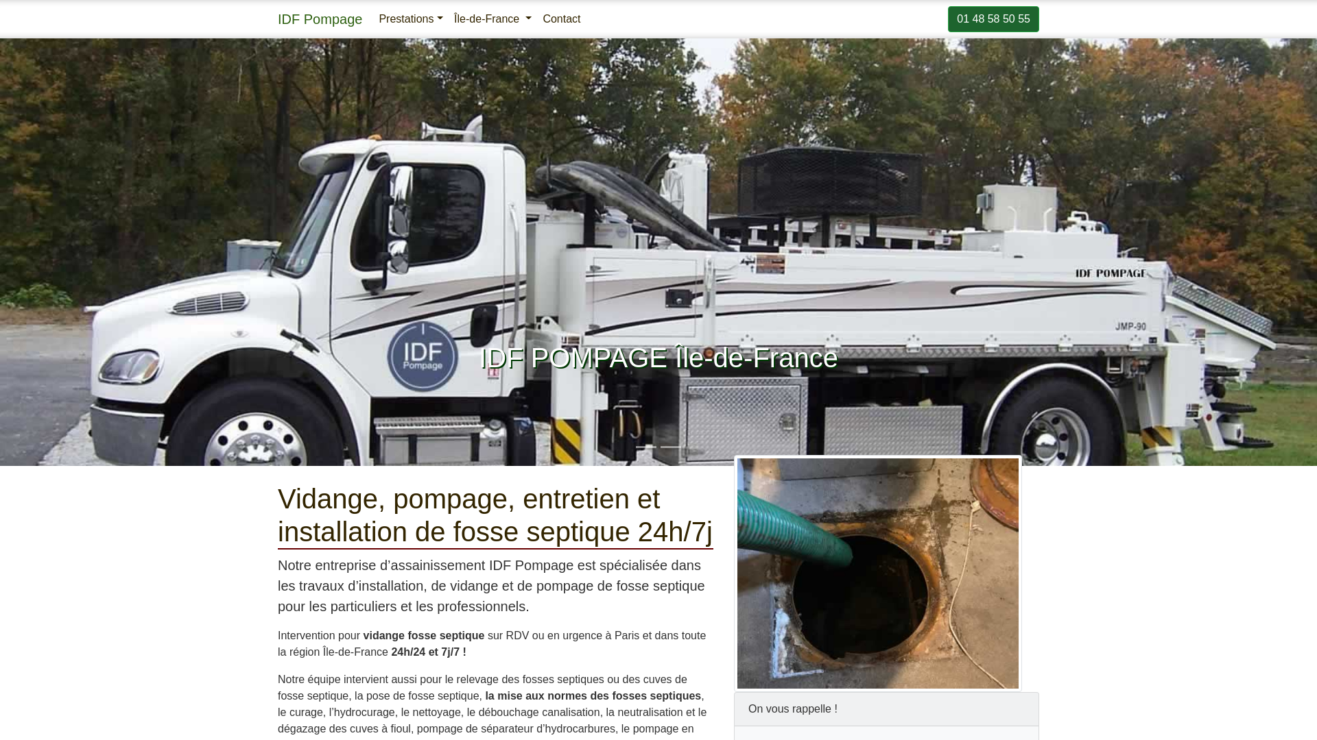 Capture d'écran de Entreprise Vidange Fosse Septique Paris & Île-de-France